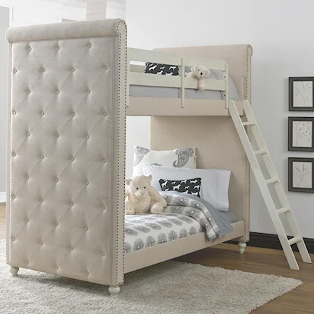 Twin White Upholstered Bunk Bed